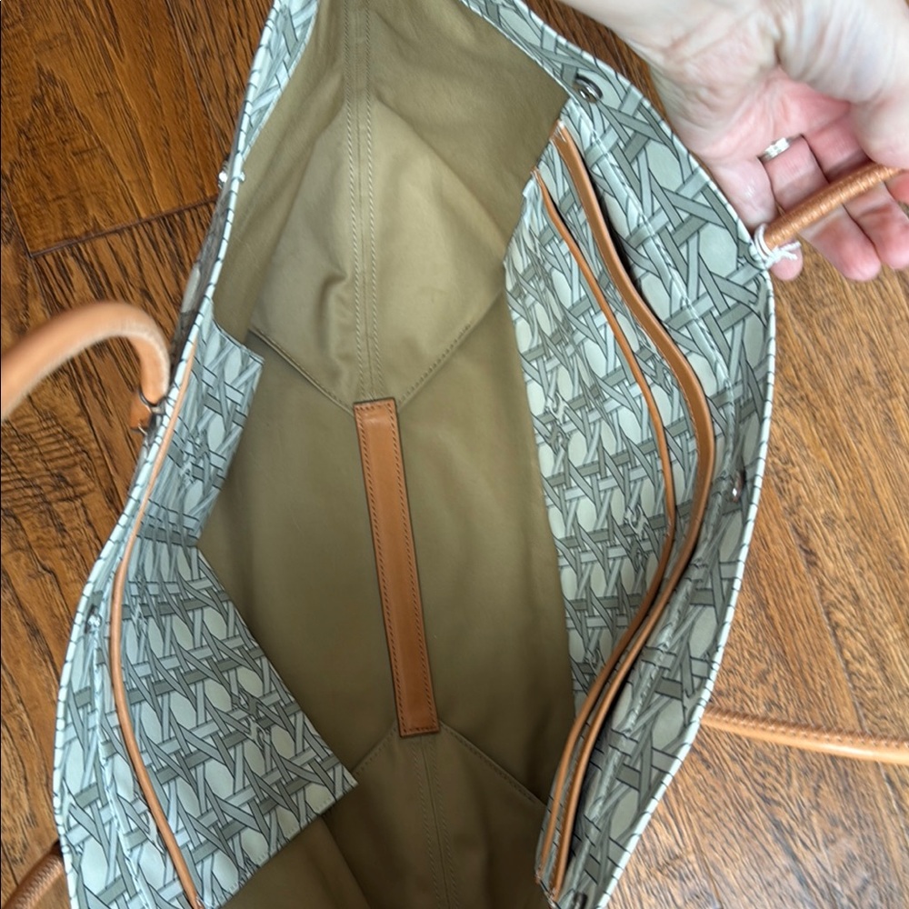 Tory Burch Basket Weave Canvas Tote NWT - Picture 8 of 13